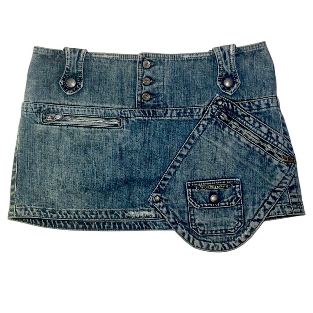 Denim Mini Skirt with Pocket Detail